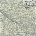Map of the Kansas City, Fort Scott and Memphis Railroad route from Memphis to Holly Springs, Tupelo & Birmingham. 