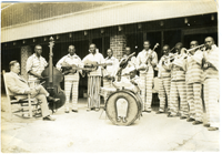 image of inmates outside with band instruments