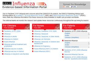 Image of the Ebsco Flu webpage