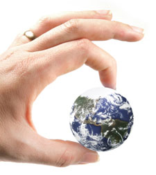 picture of globe in someones hand
