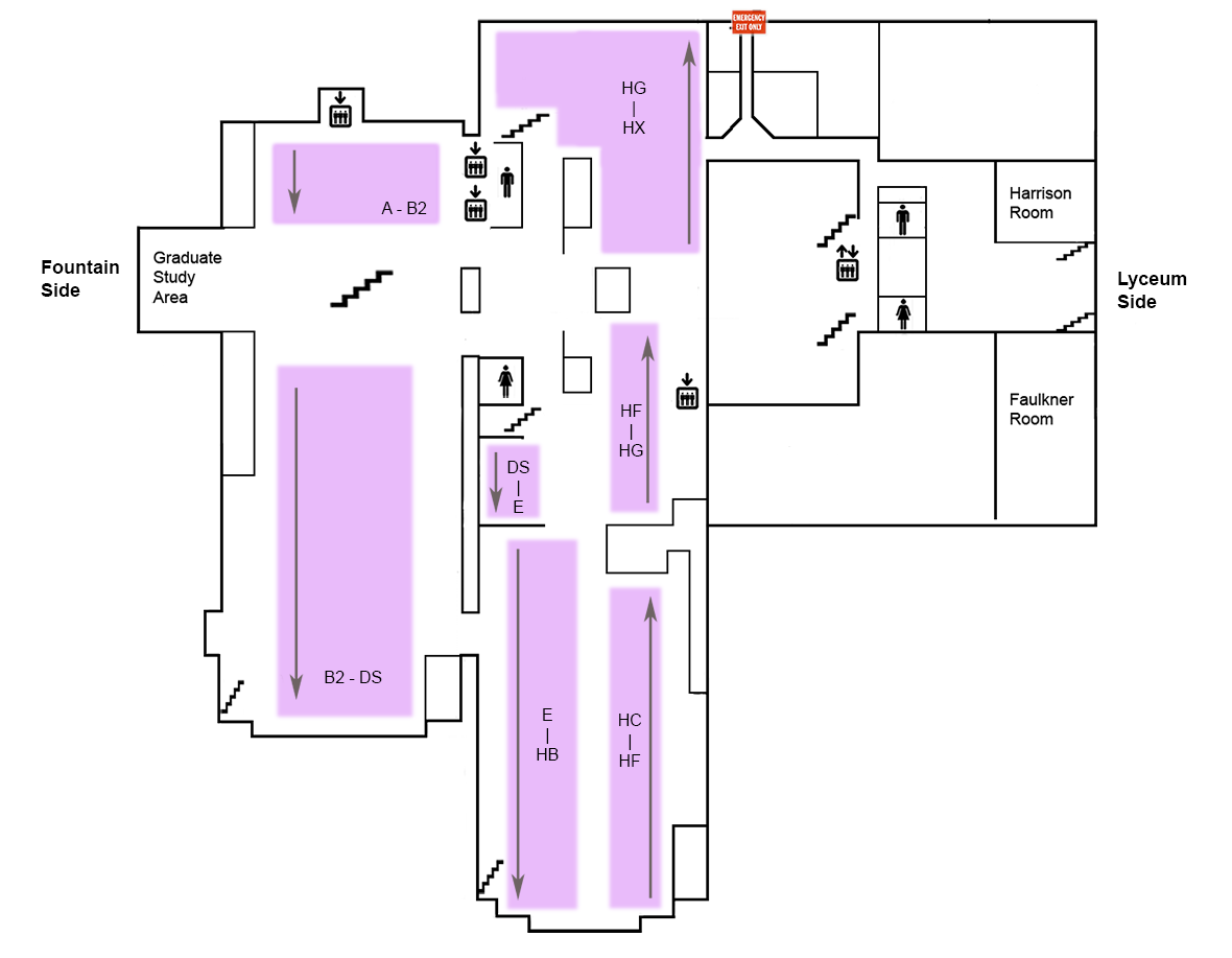 map for the third floor of J.D. Williams Library
