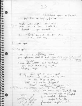 Handwritten script from last page of notebook
