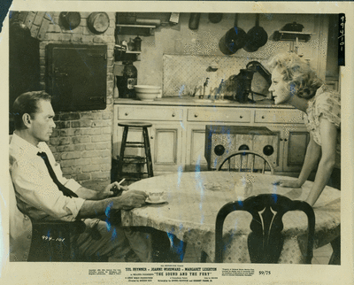Black and White Photograph. 8 inches x 10 inches. Featuring Yul Breynner (playing Jason Compson) and Margaret Leighton (playing Caddy Compson). 20th Century Fox, 1959. Number 59 out of 75.
