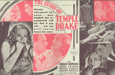 The Story of Temple Drake. Promotional Insert, 1933. 