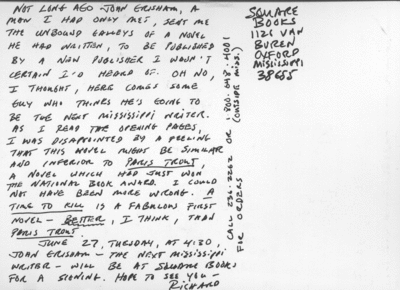 Richard Howorth's comments about the novel, A Time to Kill.