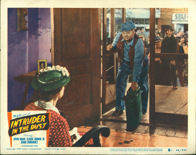 Lobby card for the Metro Goldwyn Mayer production of Intruder in the Dust.