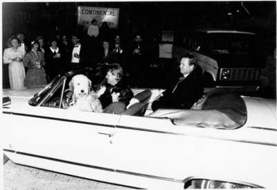 5 inch x 7 inch black and white photograph. Photograph by Steve Davis. Willie Morris arriving to the world premier of the Walt Disney film Good Old Boy (1988-11-11) at the Hoka, Oxford, MS.
